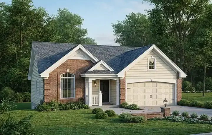 Traditional house plans 77-185 - front exterior, 1,268 sq ft, 3 bed, 2 bath house plans | Monster House Plans