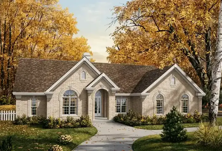 Traditional house plans 77-187 - front exterior, 2,483 sq ft, 3 bed, 2 bath house plans | Monster House Plans