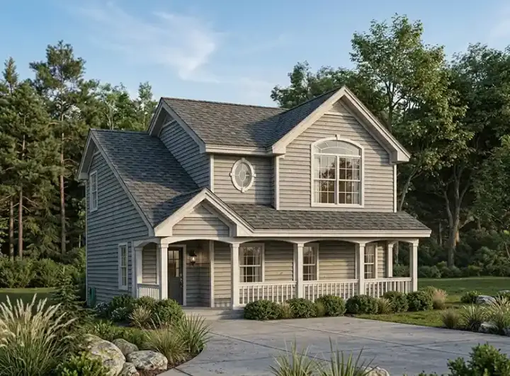 Country house plans 77-195 - front exterior, 929 sq ft, 2 bed, 1 bath house plans | Monster House Plans