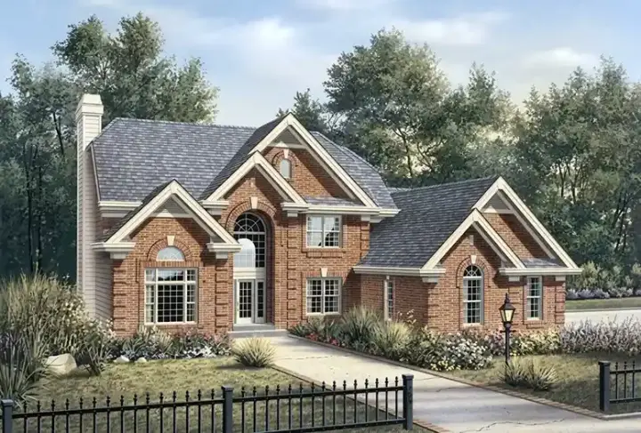 European house plans 77-196 - front exterior, 3,657 sq ft, 4 bed, 3 bath house plans | Monster House Plans