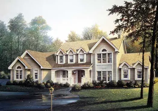 Traditional house plans 77-197 - front exterior, 2,724 sq ft, 4 bed, 3 bath house plans | Monster House Plans