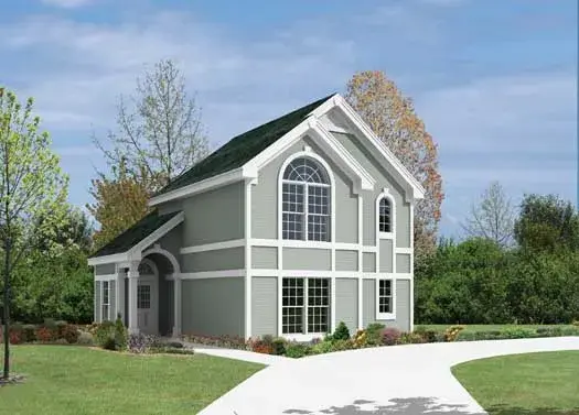 Mediterranean house plans 77-198 - front exterior, 891 sq ft, 1 bed, 1 bath house plans | Monster House Plans