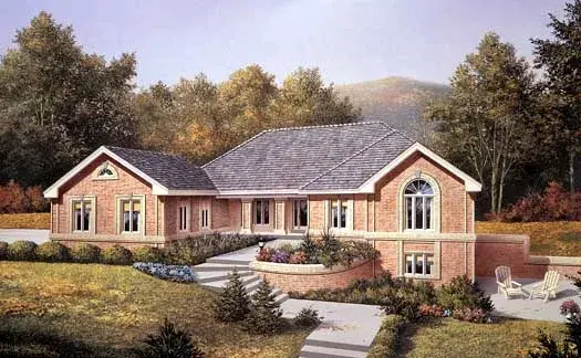 Traditional house plans 77-205 - front exterior, 2,900 sq ft, 4 bed, 2 bath house plans | Monster House Plans