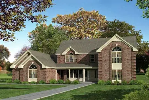 European house plans 77-207 - front exterior, 3,034 sq ft, 4 bed, 2 bath house plans | Monster House Plans