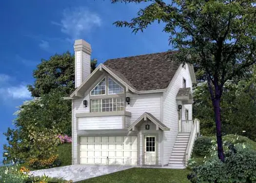 Contemporary house plans 77-212 - front exterior, 1,332 sq ft, 3 bed, 2 bath house plans | Monster House Plans
