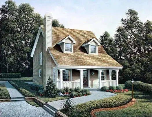 Country house plans 77-213 - front exterior, 1,299 sq ft, 3 bed, 2 bath house plans | Monster House Plans