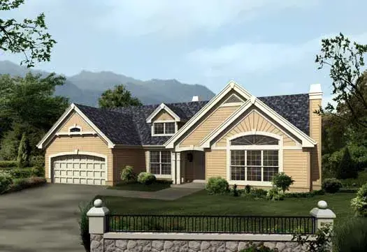 Traditional house plans 77-215 - front exterior, 1,826 sq ft, 3 bed, 2 bath house plans | Monster House Plans