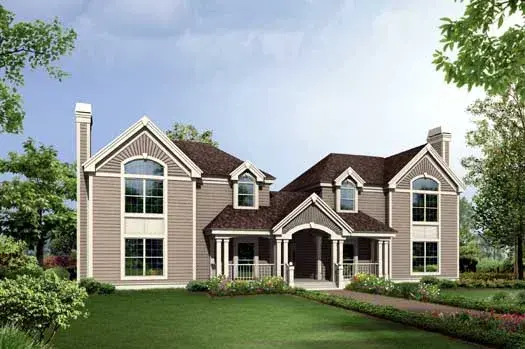 Traditional house plans 77-216 - front exterior, 3,502 sq ft, 6 bed, 4 bath house plans | Monster House Plans