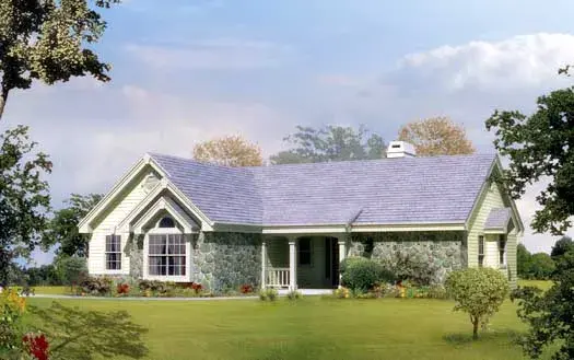 Ranch house plans 77-224 - front exterior, 1,248 sq ft, 2 bed, 1 bath house plans | Monster House Plans