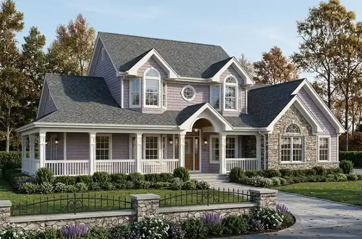 Country house plans 77-225 - front exterior, 2,409 sq ft, 4 bed, 2 bath house plans | Monster House Plans