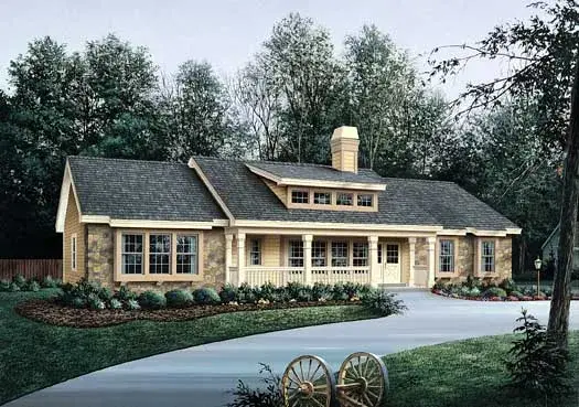 Country house plans 77-226 - front exterior, 2,317 sq ft, 3 bed, 2 bath house plans | Monster House Plans