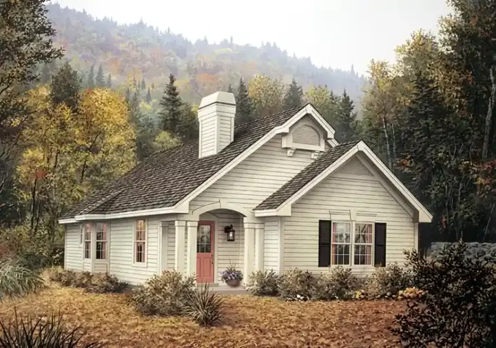 Country house plans 77-227 - front exterior, 1,452 sq ft, 4 bed, 2 bath house plans | Monster House Plans