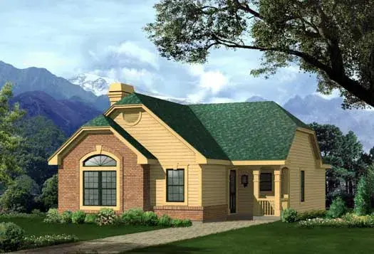 Traditional house plans 77-231 - front exterior, 1,469 sq ft, 2 bed, 1 bath house plans | Monster House Plans
