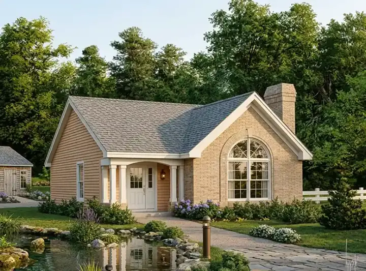 Traditional house plans 77-232 - front exterior, 1,161 sq ft, 3 bed, 2 bath house plans | Monster House Plans