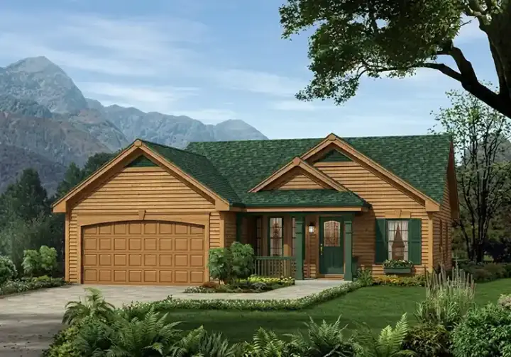 Traditional house plans 77-237 - front exterior, 1,062 sq ft, 3 bed, 2 bath house plans | Monster House Plans