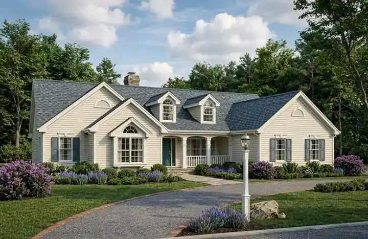 Country house plans 77-238 - front exterior, 2,547 sq ft, 4 bed, 2 bath house plans | Monster House Plans