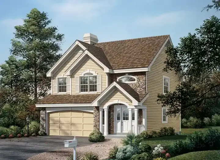 Traditional house plans 77-239 - front exterior, 1,671 sq ft, 3 bed, 2 bath house plans | Monster House Plans