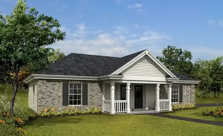Southern Colonial house plans 77-240 - front exterior, 588 sq ft, 1 bed, 1 bath house plans | Monster House Plans