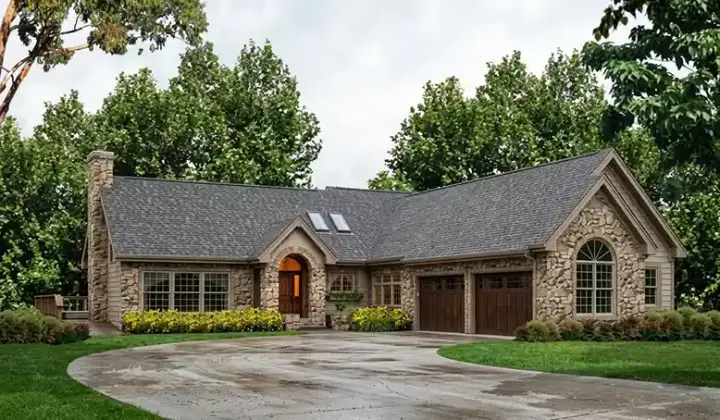 European house plans 77-241 - front exterior, 3,500 sq ft, 3 bed, 3 bath house plans | Monster House Plans