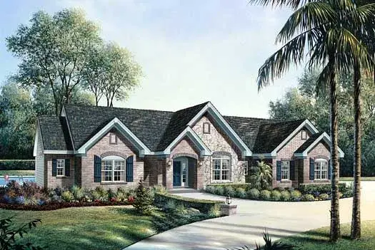 Southern house plans 77-242 - front exterior, 2,695 sq ft, 3 bed, 2 bath house plans | Monster House Plans