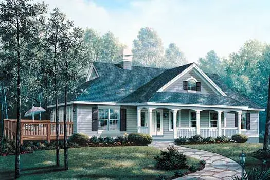 Country house plans 77-244 - front exterior, 1,621 sq ft, 3 bed, 2 bath house plans | Monster House Plans