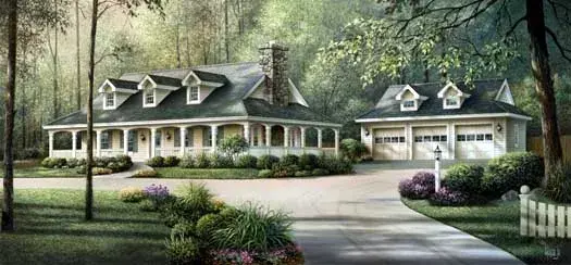 Country house plans 77-249 - front exterior, 1,944 sq ft, 3 bed, 2 bath house plans | Monster House Plans