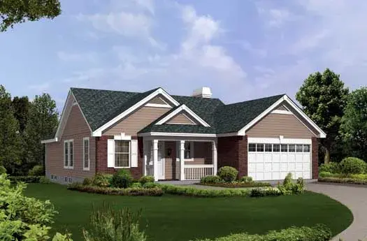 Traditional house plans 77-250 - front exterior, 1,302 sq ft, 3 bed, 2 bath house plans | Monster House Plans