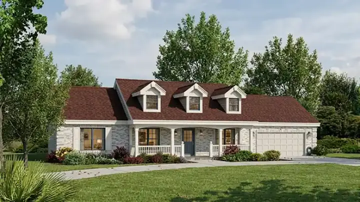 Country house plans 77-259 - front exterior, 1,310 sq ft, 3 bed, 2 bath house plans | Monster House Plans