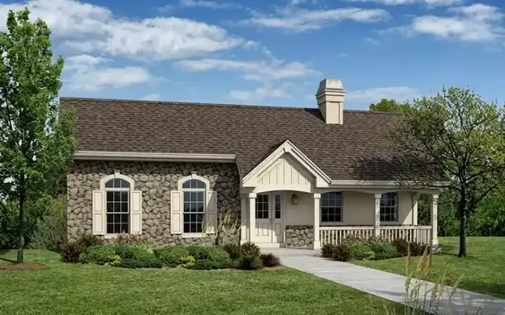 Country house plans 77-264 - front exterior, 1,348 sq ft, 2 bed, 2 bath house plans | Monster House Plans