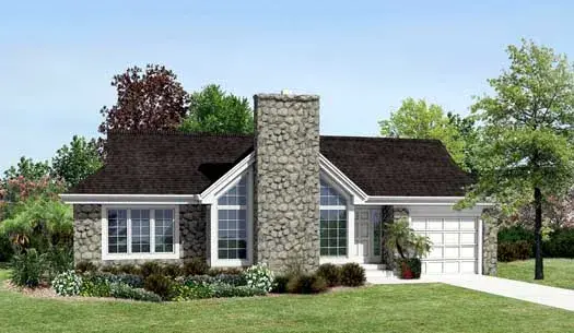 Contemporary house plans 77-268 - front exterior, 1,687 sq ft, 2 bed, 2 bath house plans | Monster House Plans