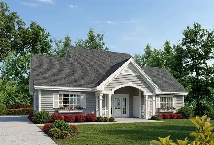 Traditional house plans 77-269 - front exterior, 831 sq ft, 1 bed, 1 bath house plans | Monster House Plans