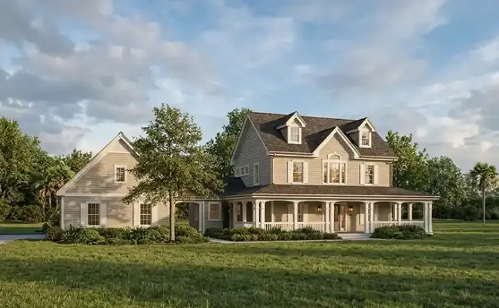 Country house plans 77-272 - front exterior, 2,694 sq ft, 4 bed, 2 bath house plans | Monster House Plans