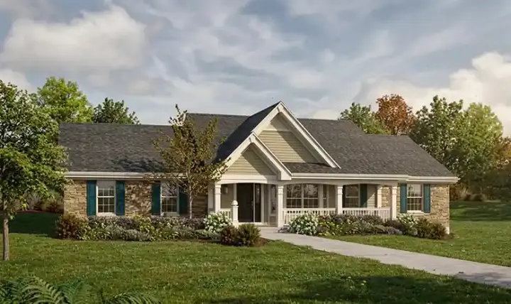 Country house plans 77-276 - front exterior, 1,941 sq ft, 5 bed, 3 bath house plans | Monster House Plans