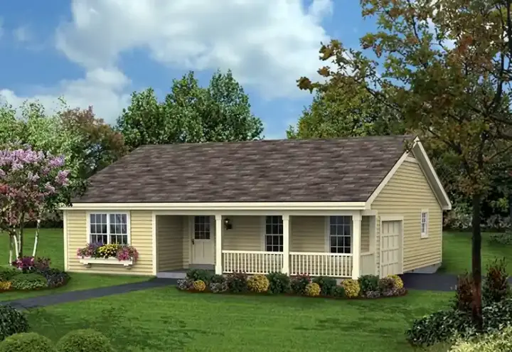 Country house plans 77-279 - front exterior, 1,196 sq ft, 3 bed, 2 bath house plans | Monster House Plans