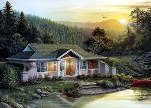 Traditional house plans 77-281 - front exterior, 809 sq ft, 1 bed, 1 bath house plans | Monster House Plans