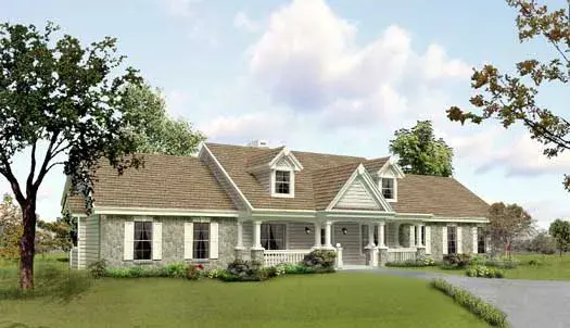 Country house plans 77-293 - front exterior, 1,814 sq ft, 3 bed, 2 bath house plans | Monster House Plans