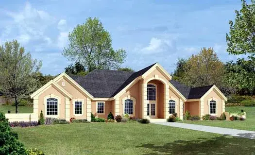 Mediterranean house plans 77-296 - front exterior, 2,767 sq ft, 3 bed, 3 bath house plans | Monster House Plans