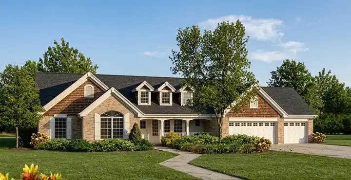Ranch house plans 77-299 - front exterior, 2,322 sq ft, 4 bed, 3 bath house plans | Monster House Plans
