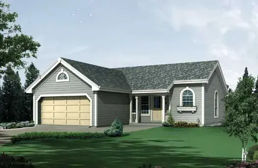 Traditional house plans 77-302 - front exterior, 1,102 sq ft, 3 bed, 2 bath house plans | Monster House Plans