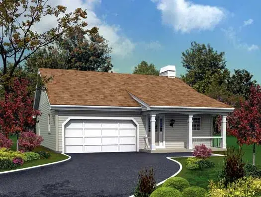 Country house plans 77-305 - front exterior, 1,171 sq ft, 3 bed, 2 bath house plans | Monster House Plans