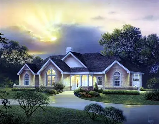 European house plans 77-310 - front exterior, 1,977 sq ft, 4 bed, 2 bath house plans | Monster House Plans