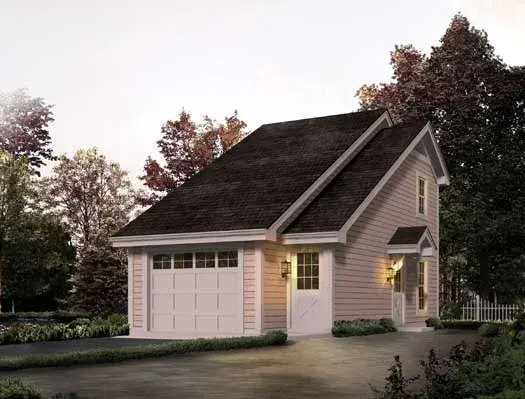 Traditional house plans 77-313 - front exterior, 656 sq ft, 1 bed, 1 bath house plans | Monster House Plans