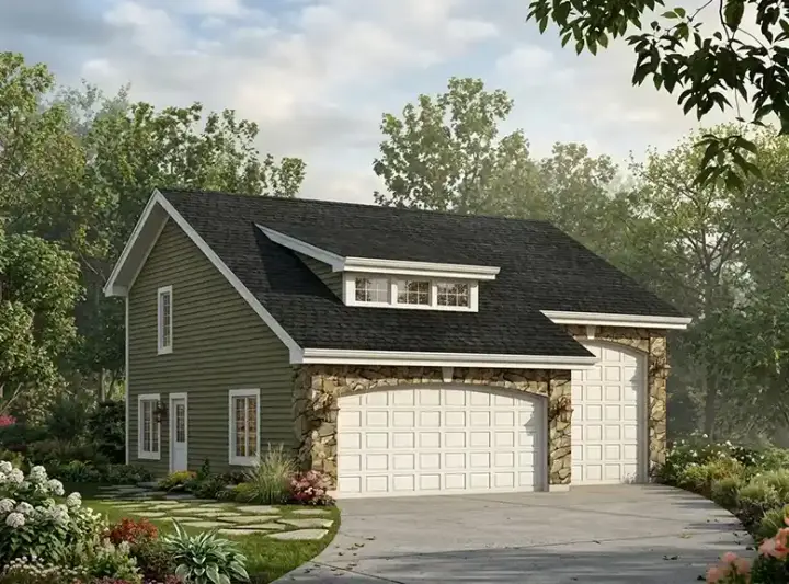 Bungalow house plans 77-314 - front exterior, 713 sq ft, 1 bed, 1 bath house plans | Monster House Plans