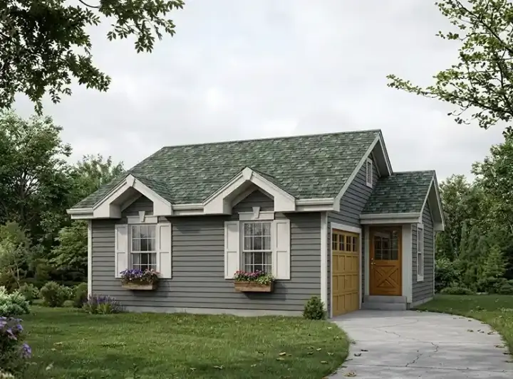 Traditional house plans 77-318 - front exterior, 771 sq ft, 1 bed, 1 bath house plans | Monster House Plans