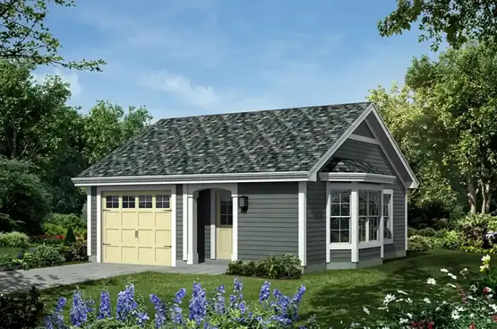 Traditional house plans 77-321 - front exterior, 421 sq ft, 1 bed, 1 bath house plans | Monster House Plans