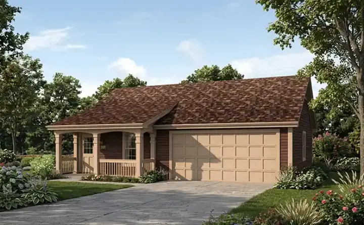 Country house plans 77-324 - front exterior, 496 sq ft, 1 bed, 1 bath house plans | Monster House Plans