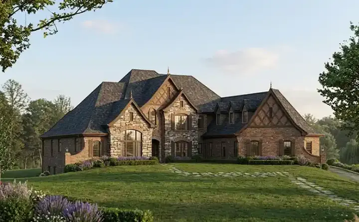 English Country house plans 77-327 - front exterior, 6,088 sq ft, 4 bed, 4 bath house plans | Monster House Plans