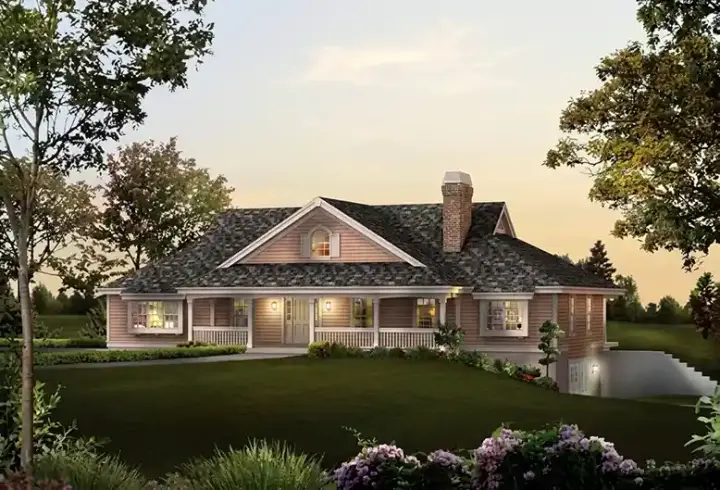Country house plans 77-329 - front exterior, 2,800 sq ft, 3 bed, 3 bath house plans | Monster House Plans