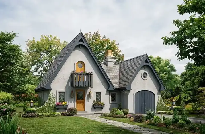 European house plans 77-342 - front exterior, 1,075 sq ft, 1 bed, 1 bath house plans | Monster House Plans