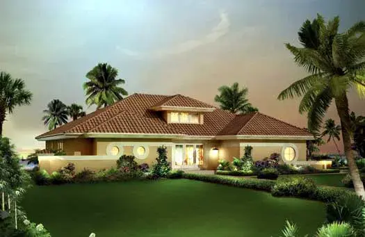 Sunbelt house plans 77-344 - front exterior, 1,939 sq ft, 2 bed, 2 bath house plans | Monster House Plans
